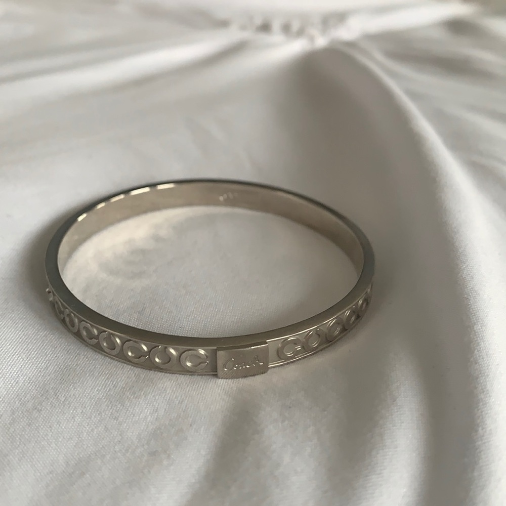 Coach Silver C Rhinestone Bangle Bracelet